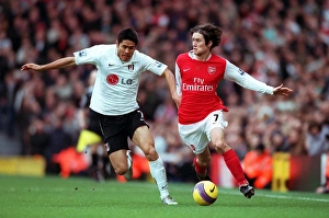 Fulham v Arsenal 2007-8 Gallery: Tomas Rosicky (Arsenal) Seol Ki-Hyeon (Fulham)
