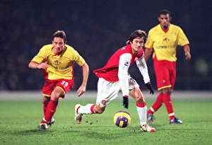 Watford v Arsenal Collection: Tomas Rosicky (Arsenal) Tommy Smith (Watford)