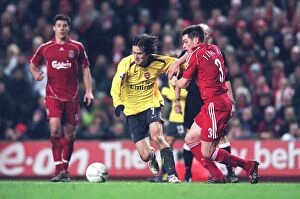 Liverpool v Arsenal FA Cup 2006-7 Collection: Tomas Rosicky beats Liverpool defender Steve Finan to score the 2nd Arsenal goal