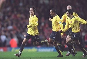 Liverpool v Arsenal FA Cup 2006-7 Collection: Tomas Rosicky celebrates scoring the 1st Arsenal goal with Robin van Persie
