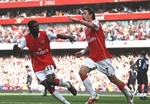 Images Dated 16th April 2007: Tomas Rosicky celebrates scoring the 1st Arsenal goal with Emmanuel Adebayor