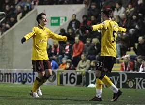 Leyton Orient v Arsenal - FA Cup 2010-2011 Collection: Tomas Rosicky celebrates scoring the Arsenal goal with Nicklas Bendtner