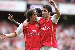 Images Dated 2nd September 2007: Tomas Rosicky celebrates scoring Arsenals 1st goal with Cesc Fabregas