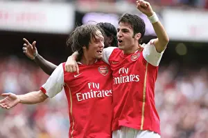 Tomas Rosicky celebrates scoring Arsenals 1st goal with Cesc Fabregas