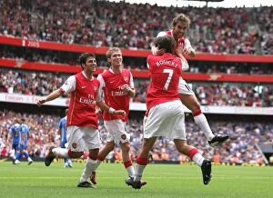 Images Dated 2nd September 2007: Tomas Rosicky celebrates scoring Arsenals 3rd goal with Mathieu Flamini