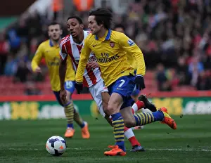 Stoke City V Arsenal 2013-14 Prints: Tomas Rosicky Outmaneuvers Steven Nzonzi: A Moment from the Stoke City vs