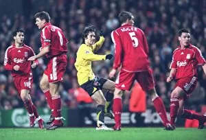 Images Dated 7th January 2007: Tomas Rosicky shoots past Liverpool goalkeeper Jerzy Dudek score the 2nd Arsenal goal