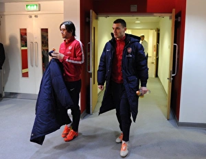 Arsenal v Newcastle United 2013/14 Gallery: Tomas Rosicky and Thomas Vermaelen (Arsenal). Arsenal 2: 0 Newcastle United. Barclays Premier League