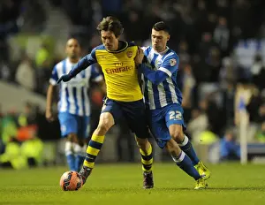 Brighton And Hove Albion V Arsenal - FA Cup 2014/15 Prints: Tomas Rosicky vs. Danny Holla: Battle in the FA Cup: Brighton & Hove Albion vs. Arsenal