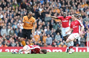 Arsenal V Wolverhampton Wanderers 2009-10 Prints: Tomas Rosicky's Injury: Arsenal vs. Wolverhampton Wanderers, 2010