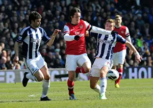West Bromwich Albion V Arsenal 2012-13 Prints: Tomas Rosicky's Powerful Past: Overpowering Yacob and Morrison in Arsenal's Battle against West Bromwich Albion