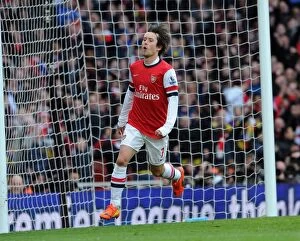 Images Dated 22nd February 2014: Tomas Rosicky's Triumph: Arsenal's Thrilling Third Goal Against Sunderland (2013-14)
