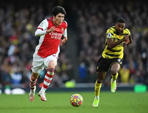 Arsenal V Watford 2021-22 Prints: Tomiyasu vs. Dennis: A Clash at Emirates Stadium - Arsenal vs. Watford (2021-22)