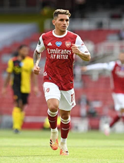 Images Dated 26th July 2020: Torreira in Action: Arsenal's Midfield Maestro Shines Against Watford, 2019-20 Premier League