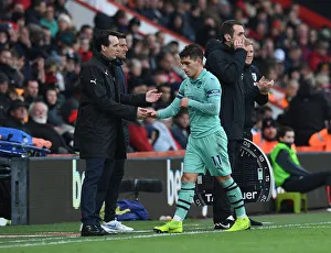 AFC Bournemouth V Arsenal 2018-19 Prints: Torreira and Emery: AFC Bournemouth vs. Arsenal, Premier League 2018-19