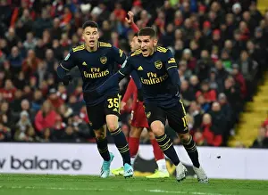 Torreira and Martinelli Celebrate Arsenal's First Goal Against Liverpool in Carabao Cup