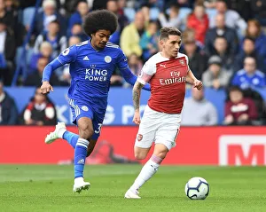 Leicester City V Arsenal 2018-19 Prints: Torreira Tackles Past Choudhury: Leicester vs. Arsenal, Premier League 2018-19