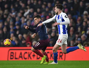 Brighton And Hove Albion V Arsenal 2018-19 Prints: Torreira Tackles Past Propper: Brighton vs. Arsenal, Premier League 2018-19