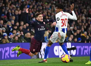 Brighton And Hove Albion V Arsenal 2018-19 Prints: Torreira vs Bernardo: Intense Battle in Brighton & Hove Albion vs Arsenal FC Premier League Clash