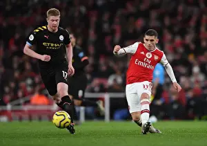 Arsenal V Manchester City 2019-20 Prints: Torreira vs. De Bruyne: Intense Battle at Emirates Stadium - Arsenal vs