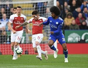 Leicester City v Arsenal 2018-19 Collection: Torreira vs Choudhury: Battle in the Midfield - Leicester City vs Arsenal, Premier League 2018-19