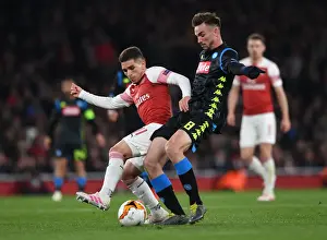 Arsenal V SSC Napoli 2018-19 Prints: Torreira vs. Fabian Ruiz: A Midfield Showdown in Arsenal vs