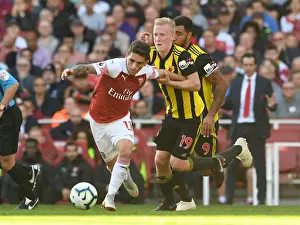 Arsenal V Watford 2018-19 Prints: Torreira vs. Hughes: Intense Battle in Arsenal's Victory over Watford (2018-19)