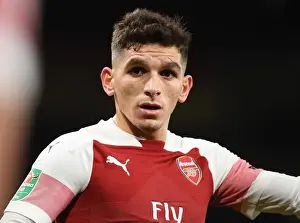 Arsenal V Tottenham Hotspur Carabao Cup 2018-19 Prints: Torreira's Battle: Arsenal vs. Tottenham in the Carabao Cup Showdown