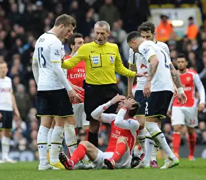 Tottenham Hotspur V Arsenal 2014-15 Prints: Tottenham vs. Arsenal: Intense Rivalry in the Premier League (Nacho Monreal Surrounded by Tottenham Players)