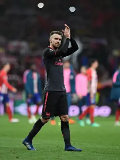 Atletico Madrid V Arsenal 2017-18 Prints: Triumphant Aaron Ramsey: Arsenal's Europa League Victory over Atletico Madrid