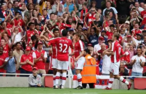Arsenal V Rangers 2009-10 Prints: Triumphant Eduardo: Securing Arsenal's 3-0 Emirates Cup Victory over Rangers