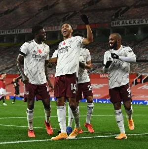 Triumphant Threesome: Aubameyang, Partey, Lacazette's Empty Old Trafford Goal Celebration (Manchester United vs Arsenal, 2020-21)