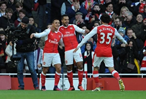 Arsenal V AFC Bournemouth 2016/17 Prints: Triumphant Threesome: Sanchez, Walcott