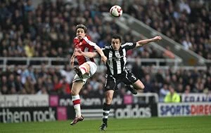 Newcastle United v Arsenal 2008-9 Collection: Triumphant Triangle: Nasri and Enrique Clash in Arsenal's 3-1 Victory over Newcastle