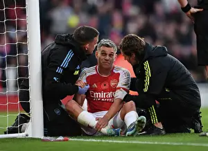 Trossard Scores and Receives Treatment: Arsenal's First Goal Against Burnley (2023-24)