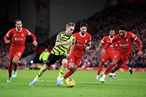Liverpool V Arsenal 2023-24 Prints: Trossard vs. Liverpool: Intense Battle at Anfield - Arsenal vs