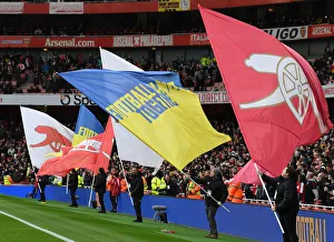 Ukraine Flag Wave: Arsenal vs Leicester City, Premier League, Emirates Stadium