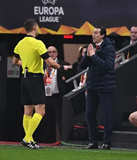 Unai Emery Argues with Referee during Stade Rennais vs Arsenal Europa League Match