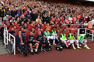 Unai Emery on the Arsenal Bench Before Arsenal v Tottenham Premier League Clash (2019-20)