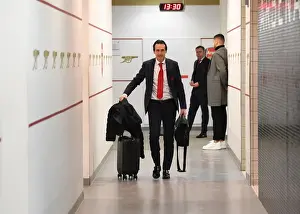Arsenal V Fulham 2018-19 Prints: Unai Emery in Arsenal Changing Room Before Arsenal vs Fulham Premier League Match