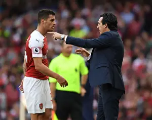 Arsenal V West Ham United 2018-19 Prints: Unai Emery and Granit Xhaka: Leading Arsenal Against West Ham United in the Premier League