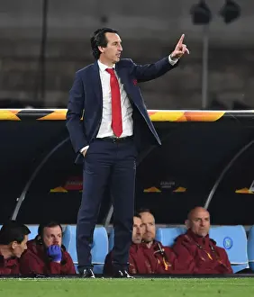 Napoli V Arsenal 2018-19 Prints: Unai Emery Leads Arsenal in Napoli's Stadio San Paolo for Europa League Quarterfinal