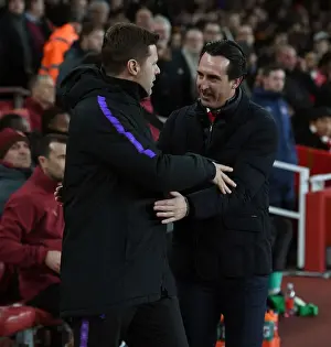 Arsenal V Tottenham Hotspur Carabao Cup 2018-19 Prints: Unai Emery and Mauricio Pochettino Face Off: Arsenal v Tottenham Carabao Cup Quarterfinal