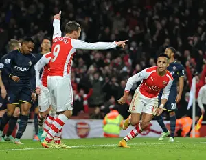Arsenal V Southampton 2014-15 Prints: Unforgettable Connection: Sanchez and Podolski's Goal Celebration (Arsenal, 2014-15)