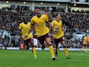 West Ham United V Arsenal 2012-13 Prints: Unforgettable Goal Celebration: Giroud