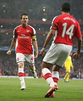 Unforgettable Moment: Fabregas and Walcott's Euphoric Goal Celebration in Arsenal's 3:0 UEFA Champions League Victory over Villarreal