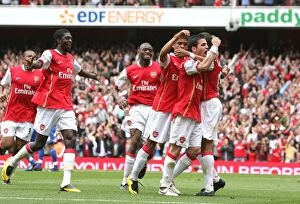 Arsenal v Chelsea 2006-07 Collection: Unforgettable Moment: Gilberto and Fabregas's Goal Celebration (Arsenal vs. Chelsea, 2007)
