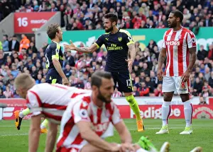 Stoke City V Arsenal 2016-17 Prints: Unforgettable Moment: Giroud and Monreal's Goal Dance (Stoke City vs)