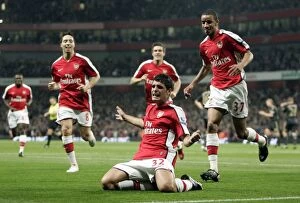 Arsenal v Liverpool - Carling Cup 2009-10 Collection: Unforgettable Moment: Merida and Eastmond's Goal Celebration - Arsenal's First against Liverpool