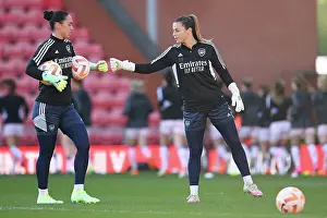 Manchester United Women V Arsenal Women 2022-23 Prints: United in Unity: Arsenal Women vs Manchester United - Pre-Battle Fist Bump